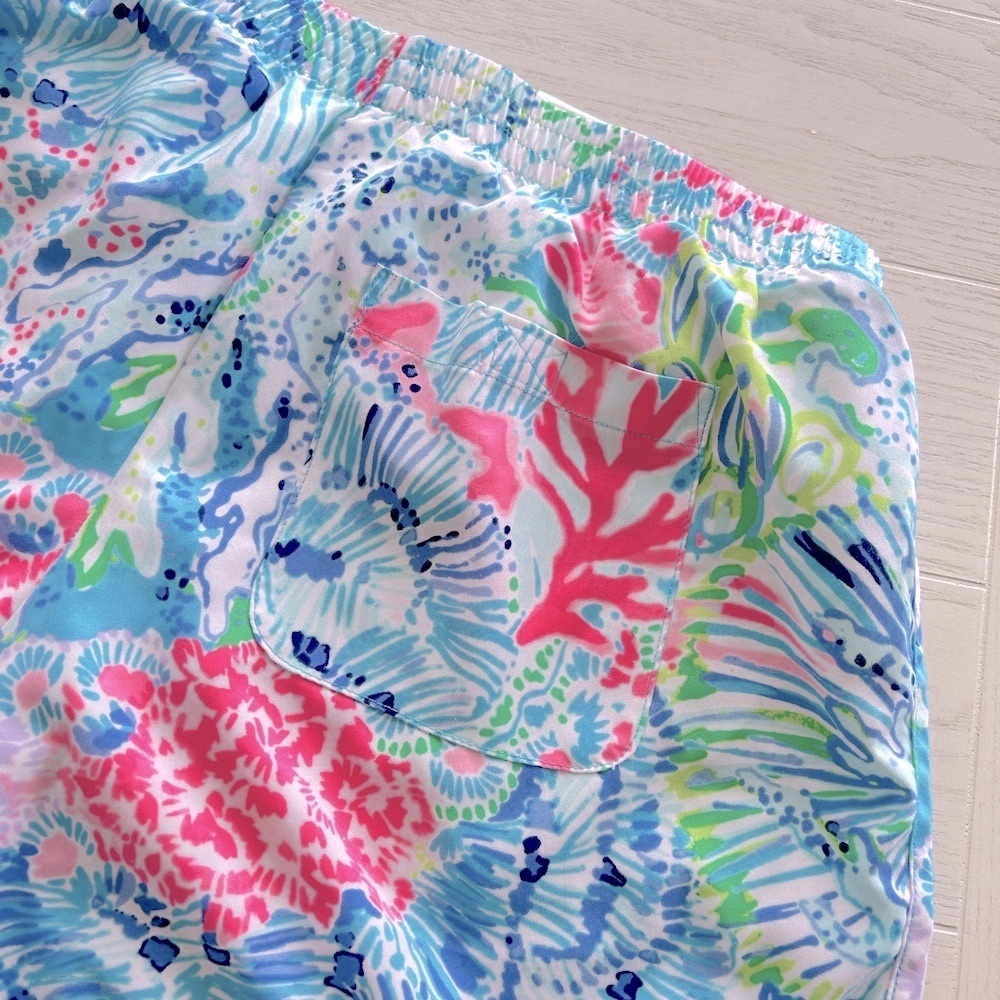 Lilly Pulitzer Athletic Shorts in Pink and Blue with Tropical Print - Picture 11 of 11